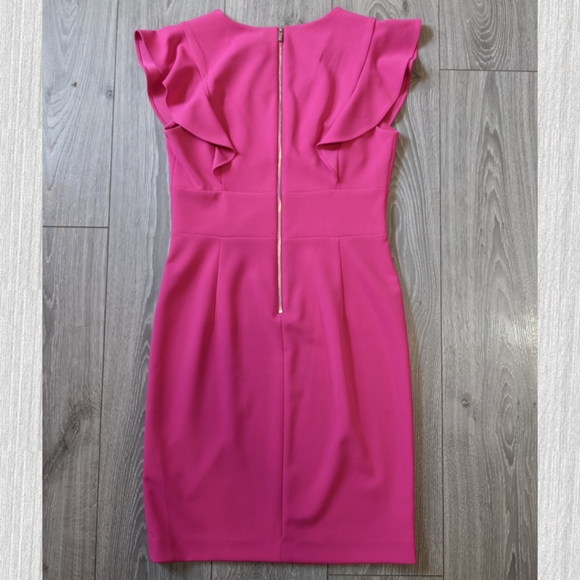 NWT DKNY Hot Pink Fitted Party Dress - Picture 2 of 7